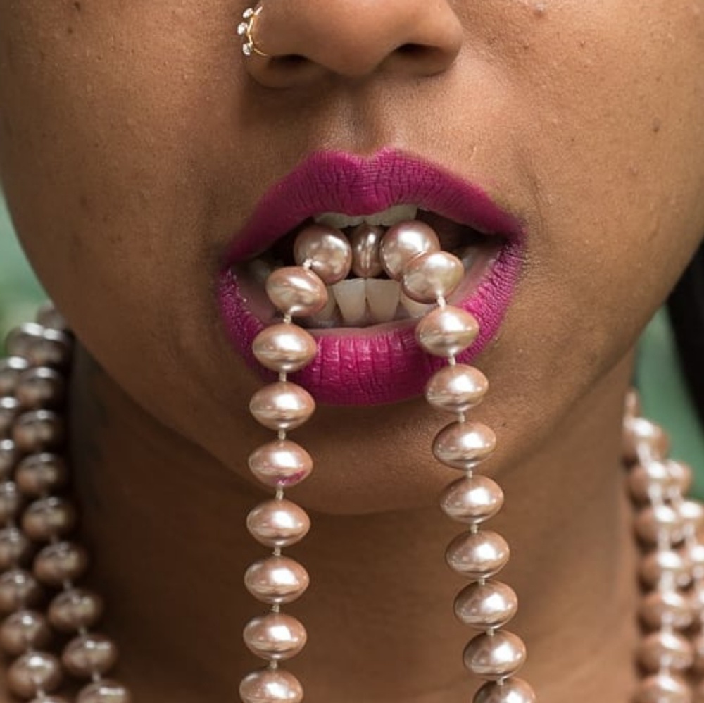 Faux pearl necklace